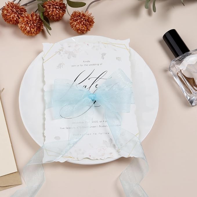 Ribbon for Gift Wrapping 3/4 inch Light Blue Sheer Organza Ribbon for Flower - Image 3