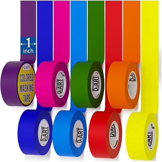8X Colored Masking Tape, 33 Ft x 1 inch Colored Painters Tape - Image 2