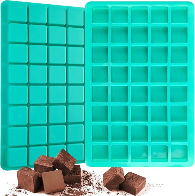 Sakolla 2 Pack Caramel Candy Molds, 40 Cavities Square Cube Silicone Molds by Sakolla