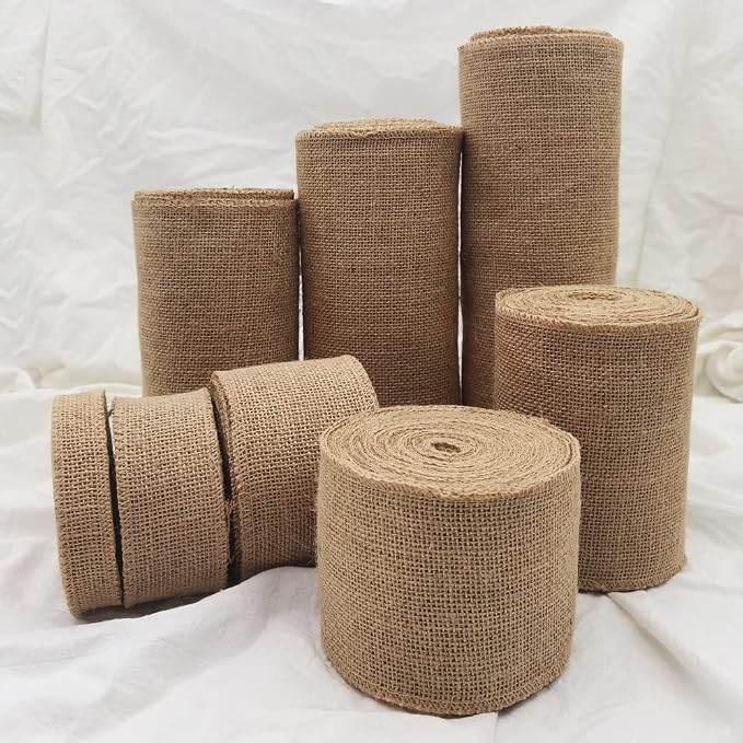 INSPIRELLE 6" Natural Burlap Fabric Roll 10 Yards Jute Ribbon - Image 5