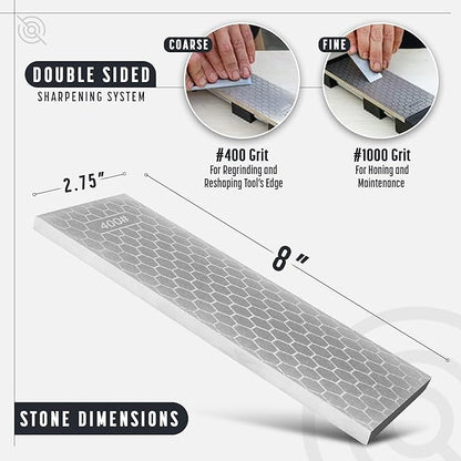 Heavy Duty Diamond Sharpening Stone Set, 2-Sided Fine 1000 Grit/Coarse 400 Grit - Image 2