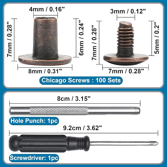 YORANYO 150 Sets 8MM Chicago Screws Leather Rivets - Image 2