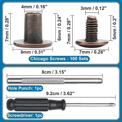 YORANYO 150 Sets 8MM Chicago Screws Leather Rivets - Image 2