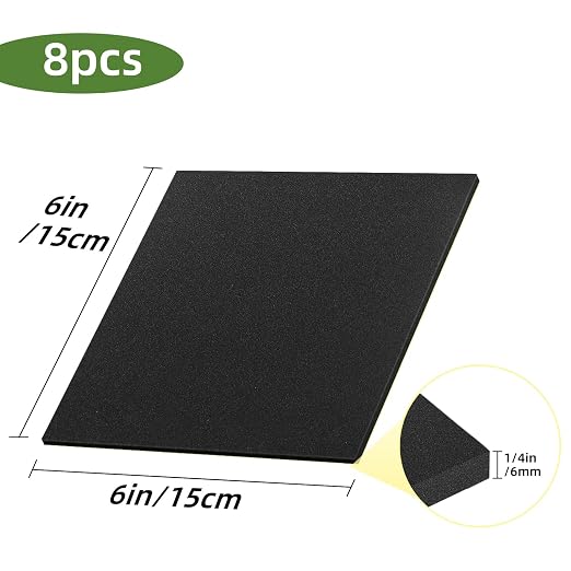 8 Pcs Adhesive Foam Padding, Closed Cell Foam Sheet 6in X 6in X 1/4in, - Image 2