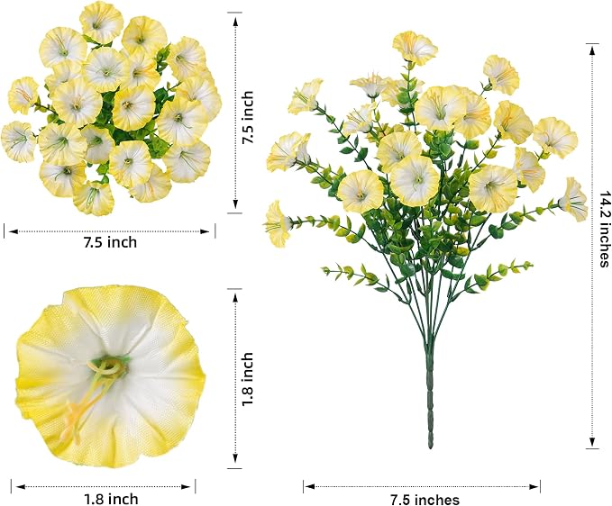 Artificial Flowers Fake Plants for Outdoors Decoration, 12 Bundles Silk Morning - Image 6
