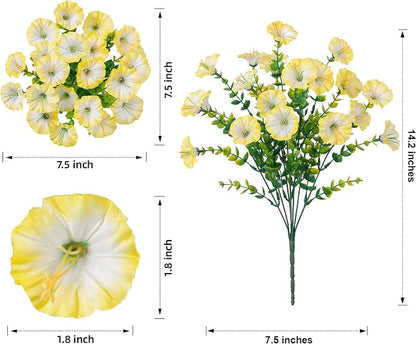 Artificial Flowers Fake Plants for Outdoors Decoration, 12 Bundles Silk Morning - Image 6