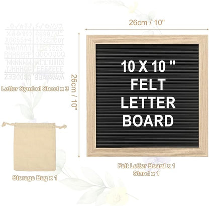 PATIKIL Felt Letter Board, 10x10Inches Black Brown Wooden Changeable Message - Image 2