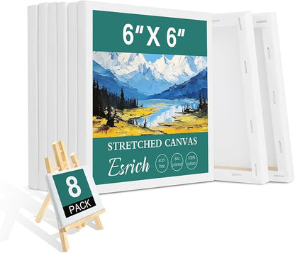 ESRICH Small Stretched Canvas for Painting 6x6 inch, 2/5''Profile Art Primed 8 by ESRICH