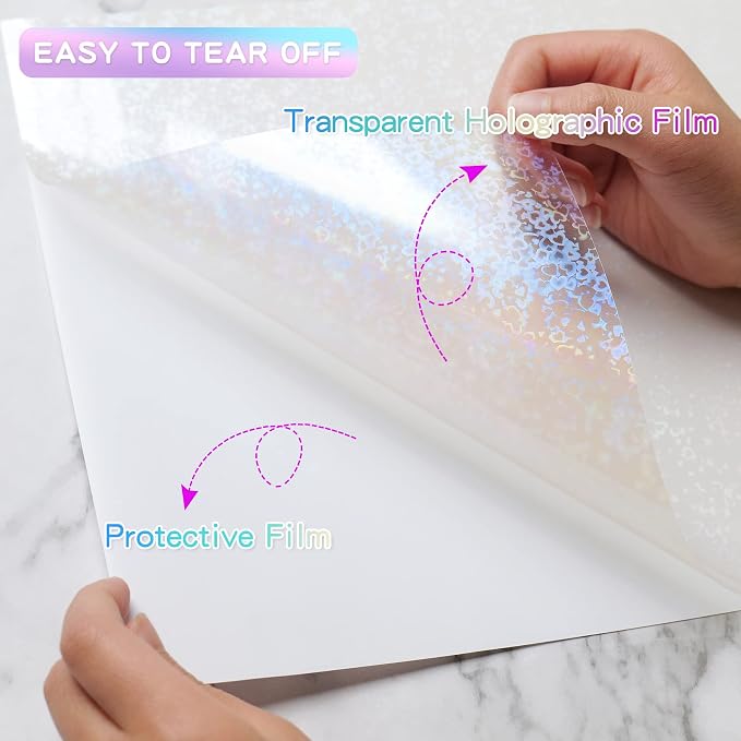 Holographic Sticker Paper, 36 Sheets Transparent Holographic Vinyl Overlay - Image 3
