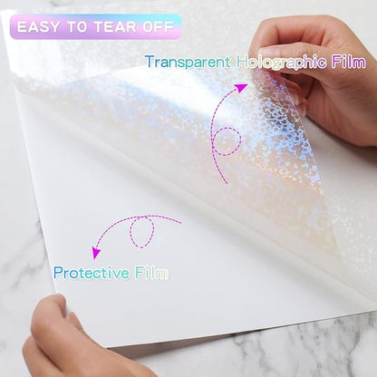 Holographic Sticker Paper, 36 Sheets Transparent Holographic Vinyl Overlay - Image 3