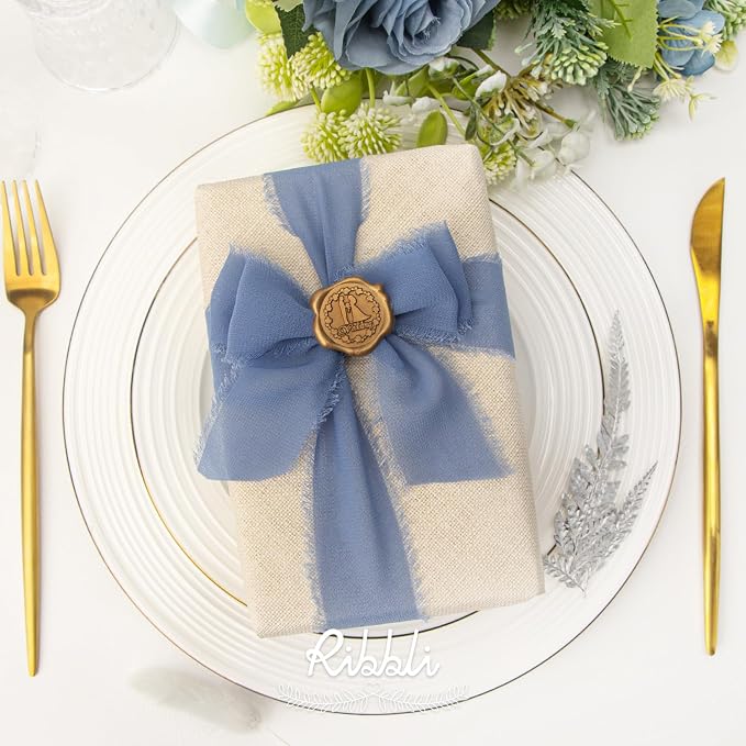 Ribbli Chiffon Ribbon 1.5 inch x 30 Yard Handmade Silk Ribbon, Light Blue/Baby - Image 3