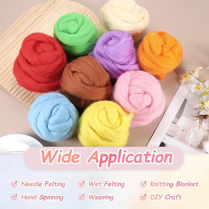 PATIKIL Wool Roving Yarn, 150G/5.3OZ Soft Felting Wool Pure Chunky Roving Yarn - Image 5