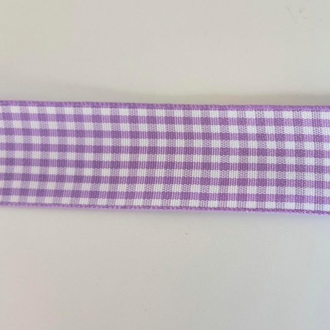 Purple and White Woven Edge Plaid Ribbon 100% Polyester Gingham Ribbon 25 Yards - Image 9