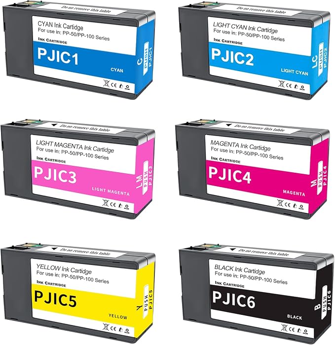 PP-50 PP-100 Ink Cartridges 6 Color Set PJIC1 PJIC2 PJIC3 PJIC4 PJIC5 PJIC6 by YOUEXPERT