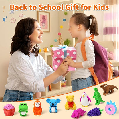 70 Pack Animal Erasers for Kids Bulk Desk Pets Classroom Prizes Treasure Box - Image 2