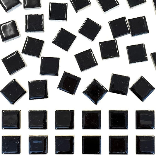 50 Pieces Black Mosaic Tiles for Crafts 1" Ceramic Tiles Assorted Colors Square by SMANTA