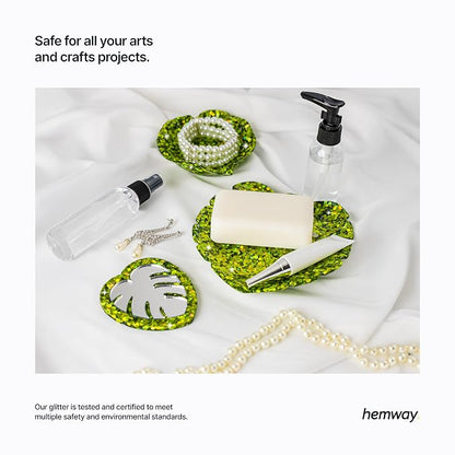 Hemway Glitter for Resin 100g Lime Green Holographic Metallic Crystals for - Image 5
