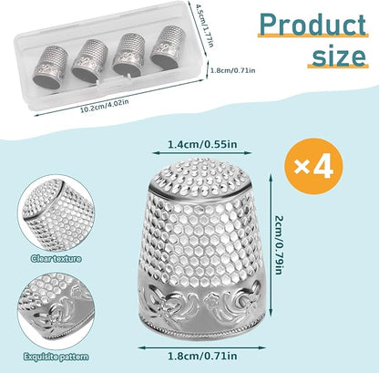 ZMAAGG 4PCS Sewing Thimbles for Hand Sewing, Metal Finger Protector, Quilting - Image 2