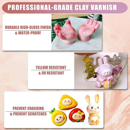 120ml Clear Varnish for Air Dry Clay, Gloss Finish Clear Glaze for Pottery - Image 5