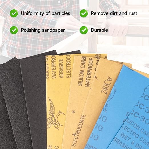 Sandpaper 10000 Grit, Wet Dry Sanding Sheets 9 x 3.6 Inchfor Wood Furniture - Image 5