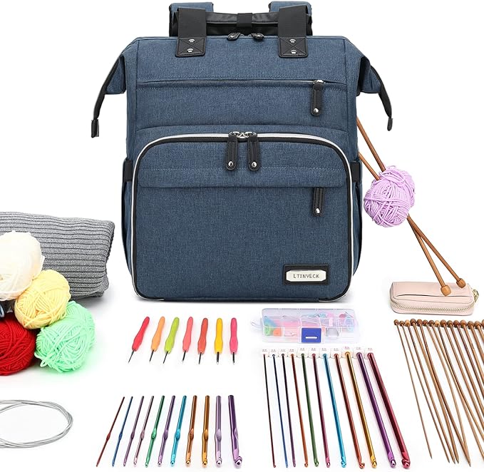 Crochet Backpack, Knitting Bag Backpack Yarn Storage Organizer Travel Crochet - Image 2