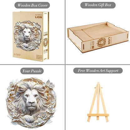 Wooden Puzzles Adults, 3D Paper Lion Wooden Puzzles 295 Pieces, Unique Animal - Image 4