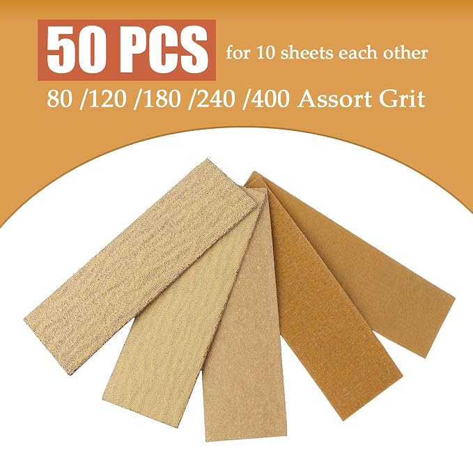 Mini Sander Kit of Detail Hand Sanding Tools and 50 PCS 80/120/180/240/400 Grit - Image 3