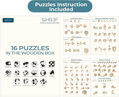 BSIRI 16 in 1 Wooden Brain Teaser Puzzles - Image 9