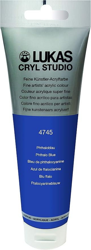 Lukas CRYL Studio Artist Acrylic Paint, Phthalo Blue, 125 ml Tube - Image 4