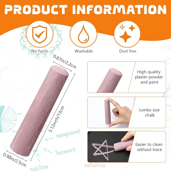 20 Pcs Sidewalk Chalks for Kids Non Toxic Jumbo Chalk for Party Gift Outdoor - Image 2