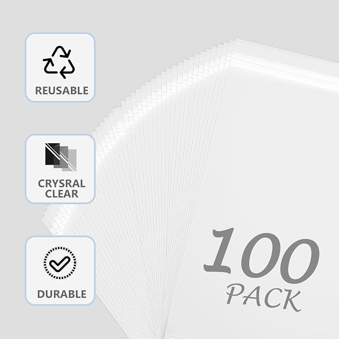 100 Pack 11 3/7 x 14 3/8 Inches Crystal Photo Sleeves Storage Bags - Image 5