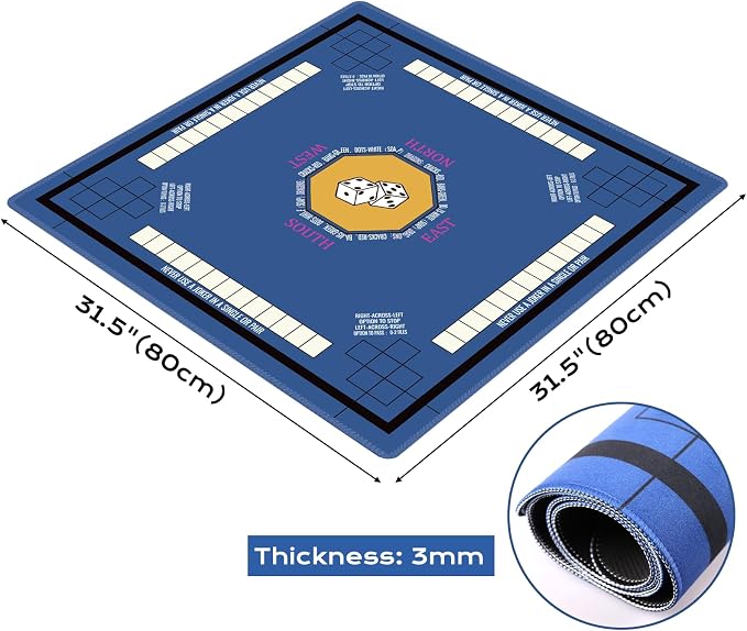 Mahjong Mat for Table 31.5''x31.5'', Non-Slip Mahjong Cloth Cover - Image 2