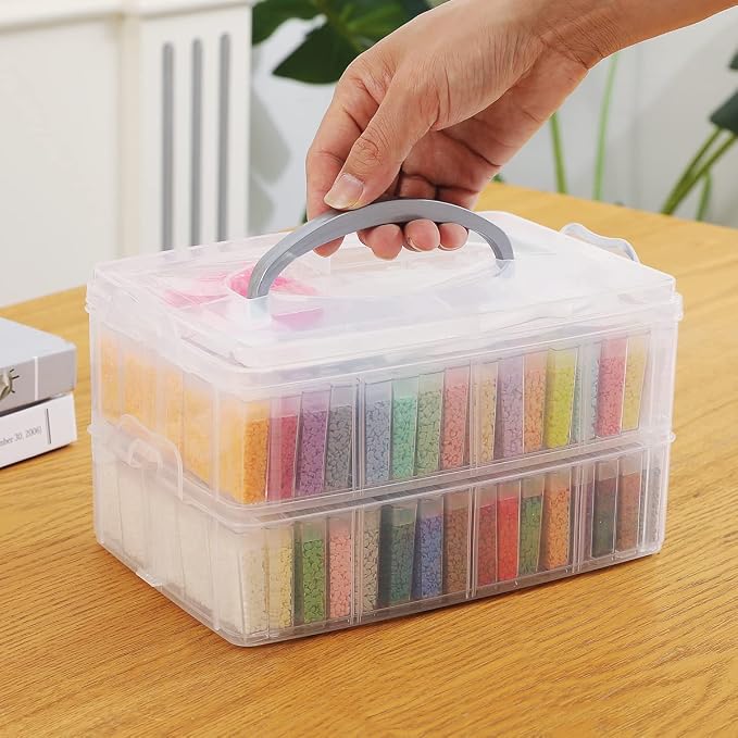 Douorgan 2-Tier Diamond Painting Storage Containers Portable Bead Organizer and - Image 6