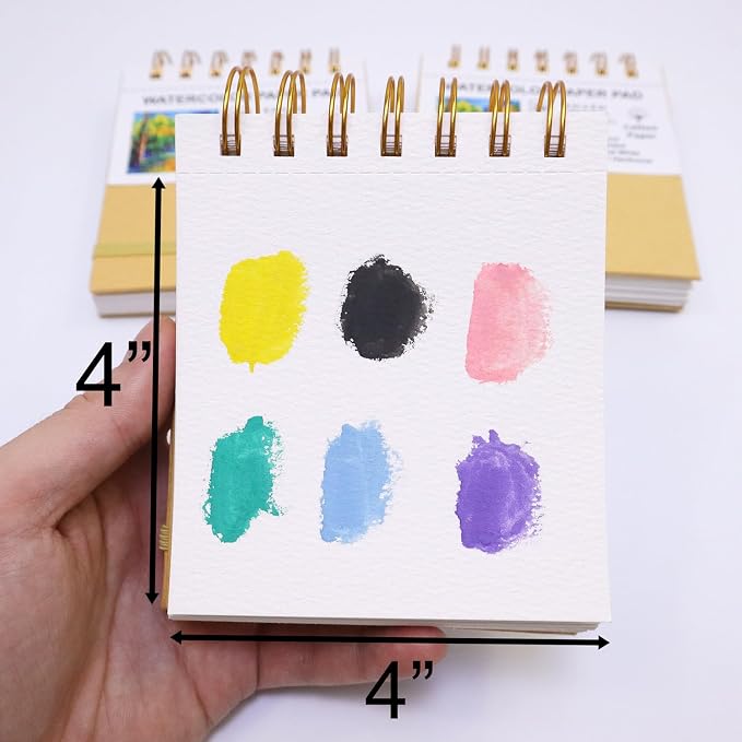 Mini Watercolor Paper Pads, Kraft Hardcover Sketch Books, 140lb/300gsm - Image 4