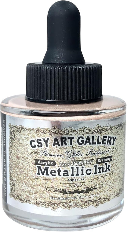 CSY Art Gallery Metallic -Glitter Acrylic Ink Bottle Omarosa- Versatile Drawing by CSY+art+gallery
