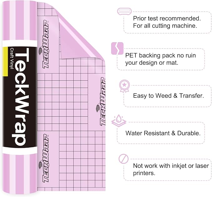 TECKWRAP Permanent Adhesive Vinyl 12" x 10ft, Glossy Sweet Pink - Image 2
