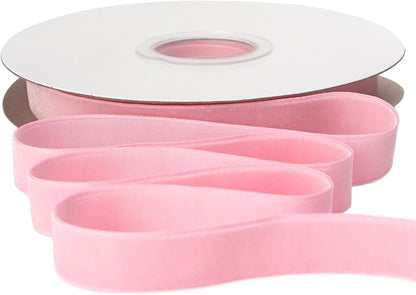 Ribbli Polyester Pearl Pink Velvet Ribbon, 5/8 Inches Continuous10-Yard Spool by Ribbli