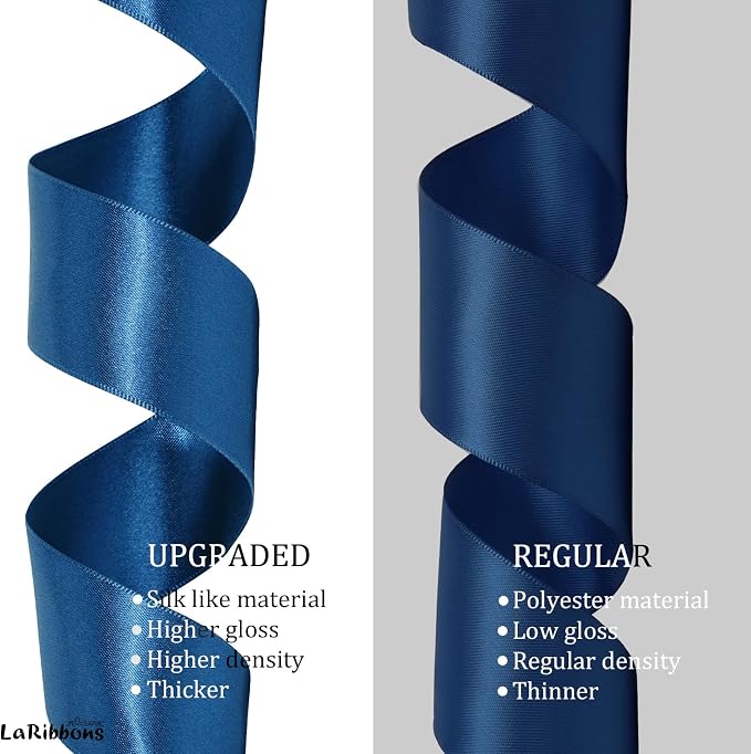 LaRibbons Navy Satin Ribbon 1 Inch 50 Yards Luxury Double Faced Blue Silk Ribbon - Image 7