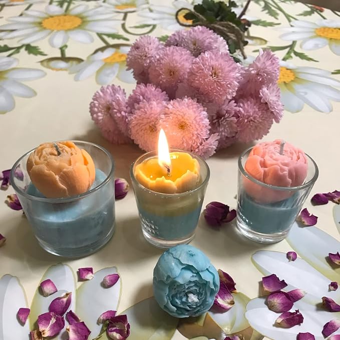 2PCS Peony Flower Silicone Candle Molds Soap Molds Fondant Chocolate Cake Candy - Image 4