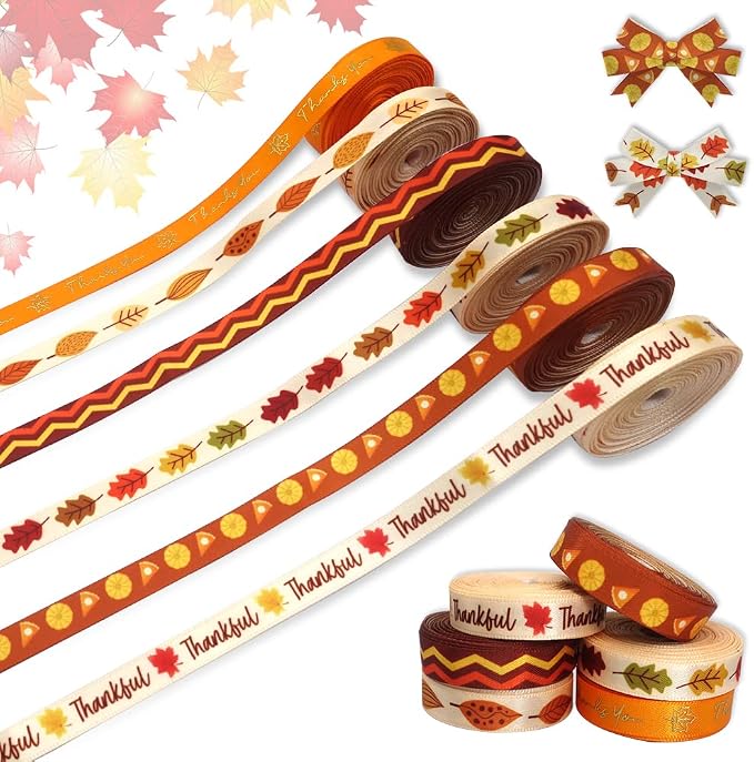 6 PCS Thanksgiving Fall Ribbons by Estivaux