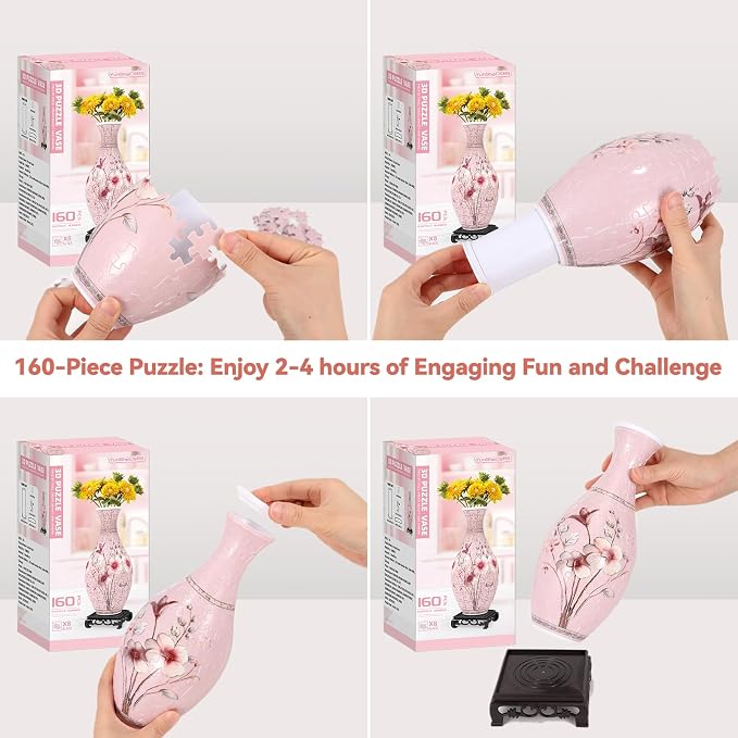 3D Puzzles Vase for Adults, Birthday Gifts for Women, 160 Pieces Plastic DIY - Image 4