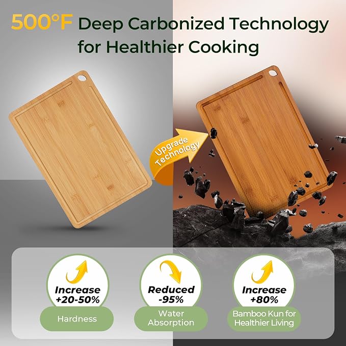 Butcher Block 2-Pcs Carbonized Bamboo Cutting Board Set - Image 2