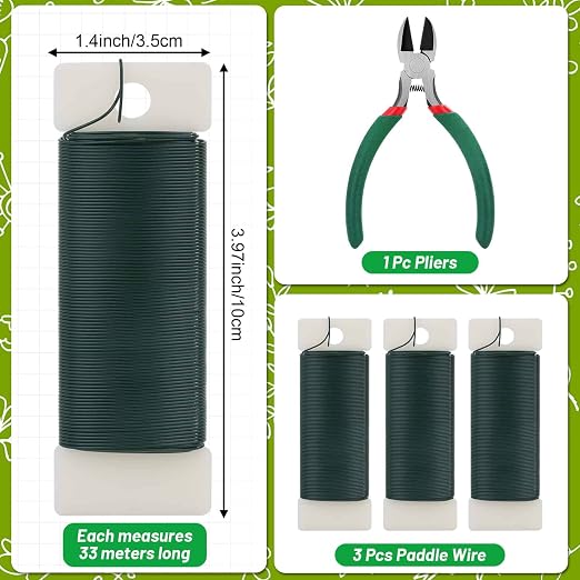 PAXCOO Flexible 110 Yards Green Floral Paddle Wire - Image 2