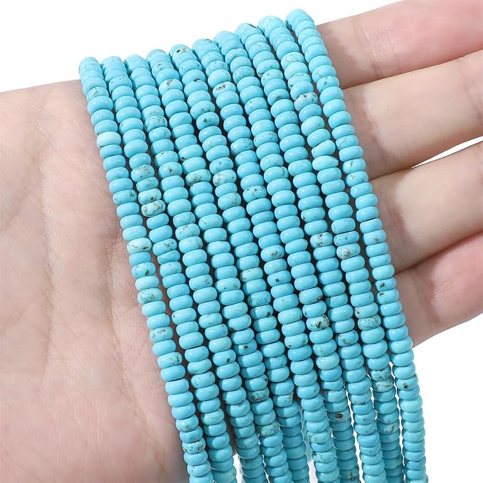 Natural Blue Turquoise Disk Stone Beads 4x2mm 160pcs Rondelle Loose Semi - Image 2