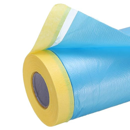 uxcell Pre-Taped Masking Film, 7.9ft x 82ft Plastic Paint Drop Cloth - Image 4