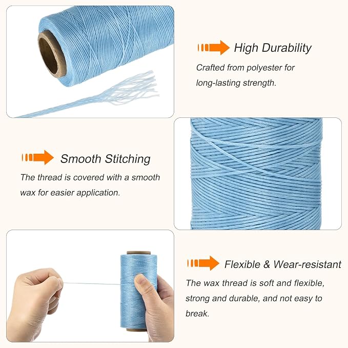 MECCANIXITY Waxed Thread, 197 Yard 1mm 210D Flat Wax Thread Polyester Waxed - Image 3