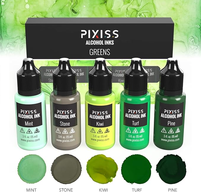Pixiss Green Alcohol Ink Set - Image 2
