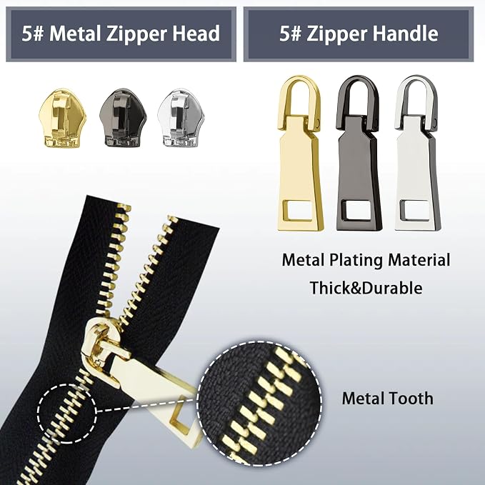 VICHERIA Zipper Repair Kit, Universal Size #5 Zippers - Image 4