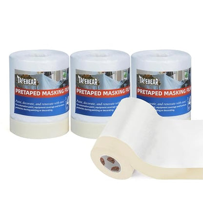TAPEBEAR Upgrade Pre-Taped Masking Film Extra Thick, High Temp Tape and Drape by TAPEBEAR
