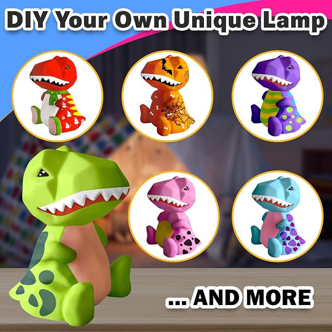 FUNZBO 4.3in Paint Your Own Dinosaur Lamp Kit - Image 6